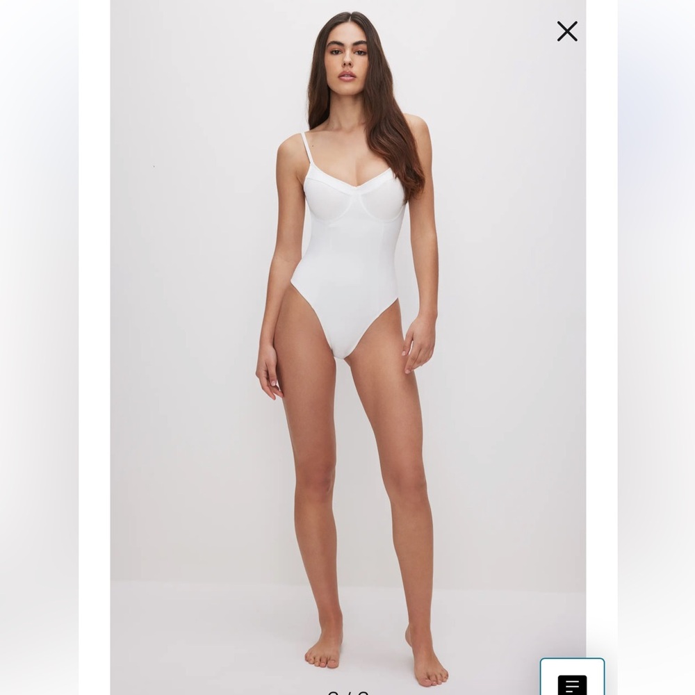 GOOD AMERICAN Compression Show Off One Piece Swimsuit Ivory